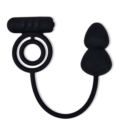 Utimi Silicone Vibrating Cock Rings with Anal Beads (Large size)