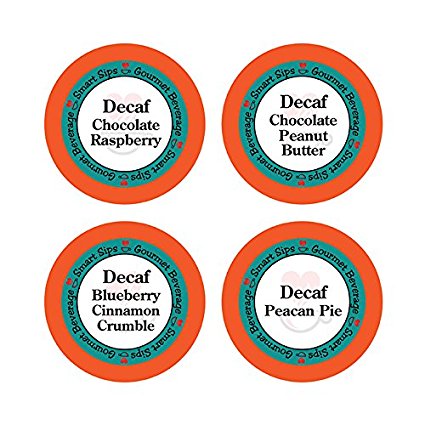 Decaffeinated Flavored Coffee Variety Sampler Pack, Keurig K-cup Compatible, 24 Count, Decaf Chocolate Peanut Butter, Decaf Blueberry Cinnamon Crumble, Decaf Pecan Pie, Decaf Chocolate Raspberry