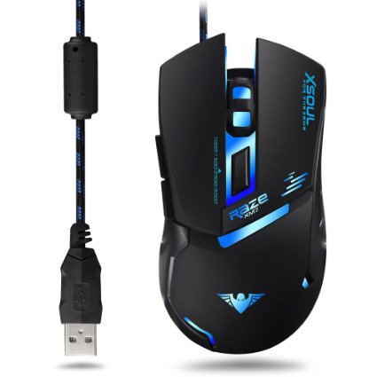 Gaming Mouse 3000DPI Adjustable High Precision Infrared Ray Ergonomic Design 6 Buttons Laser Gamer Mice With LED Light Breathing Changing by XSOUL XM7 RAZE Upgraded Version