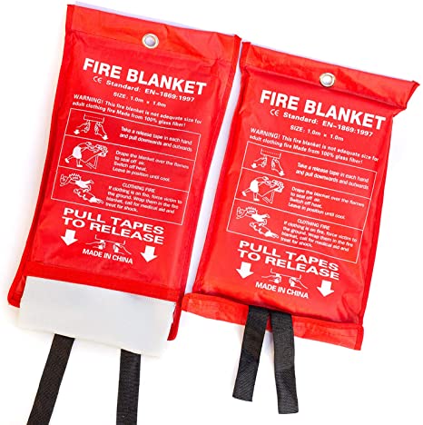 PADOMA Fire Blanket Fire Suppression Blanket (2 PACK) Heavy Duty Fiberglass Cloth, Emergency Fire Safety Blanket Reusable For People, Designed For Kitchen, Fireplace, Car, House, 39.3X 39.3inch