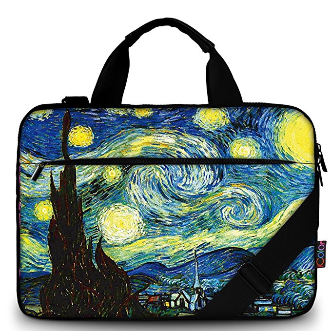 iColor 15" Canvas Laptop Shoulder Messenger Bags 14" 15.4 Inch Briefcase 15.6" Computer PC Notebook Tablet Handle Cases Carrying Sleeve Cover Holder for Office Netbook (14"~15.6", Starry Nigh)