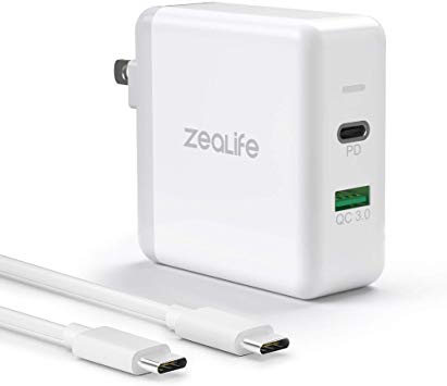 Zealife USB C Power Adapter 30W with QC 3.0 Charger 18W, 48W Dual USB Charger for Fast Charge MacBook 12 inch, Galaxy S9 S10 Compatible with MacBook Air 2018 iPad Pro, iPhone 11/Pro/Pro Max and More