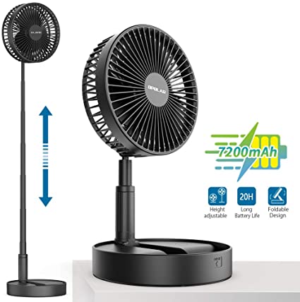 OPOLAR Portable Battery Operated Pedestal Fan,&nbsp; Rechargeable 7200mAh Battery, Adjustable&nbsp;Standing Height, Quiet USB Personal Desk Fan Foldable for Home Office Outdoor Camping Tent Travel