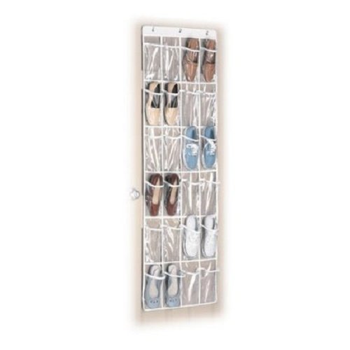 Whitmor 6044-13-CTF White Crystal Collection Over-The-Door Shoe Organizer  Clear