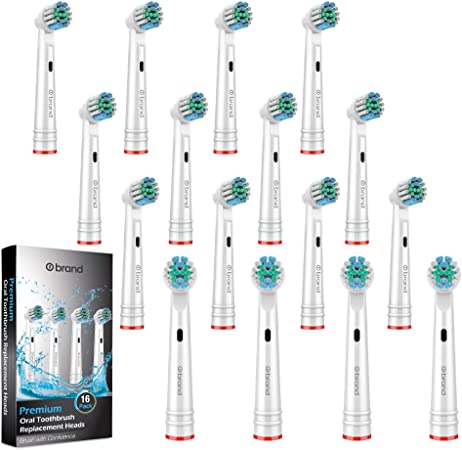 16 Pack o1brand Toothbrush Heads Compatible with ORAL B, Medium Softness, Premium ORAL B Brush Heads, ORAL B Replacement Heads, ORAL B Toothbrush Heads