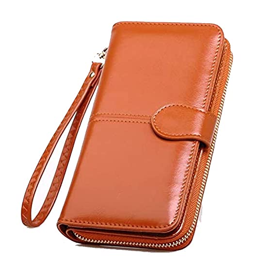 Skudgear Long Bi-Fold Zipper Wallet Large Capacity PU Leather Clutch Women's Wristlet