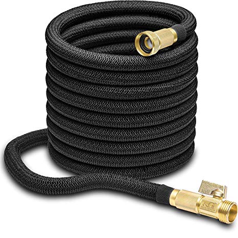 100ft Garden Hose - ALL NEW Expandable Water Hose with Double Latex Core, 3/4" Solid Brass Fittings, Extra Strength Fabric - Flexible Expanding Hose with Storage Bag for Easy Carry by Nifty Grower