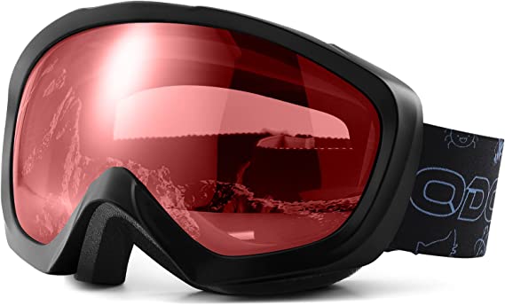 Odoland Kids Ski Goggles - Helmet Compatible Snow Goggles with UV Protection - OTG and Anti-Fog Double Lens Design