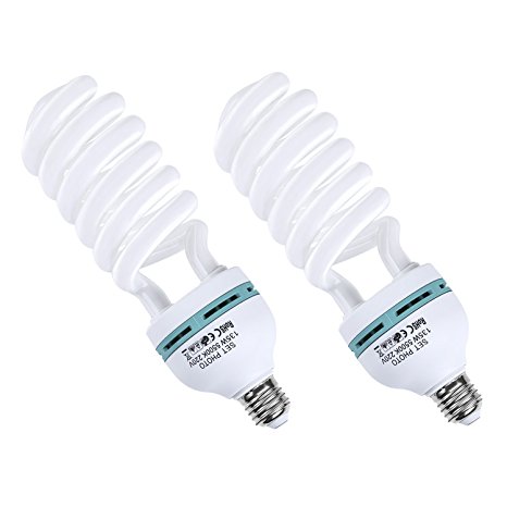 2 x 135W E27 5500K Day White Photography Continuous Lighting Lamp Bulbs Energy Efficient