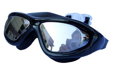 Qishi's Super Big Frame No Press the Eye Swimming Goggles for Adult,swim Goggles Protective Case - Anti-fog, Tinted, Uv Protection and Anti-shatter for Men, Women and Youth - Competitive Racing and Recreational Swimming-100% Satisfaction Money Back Guarantee