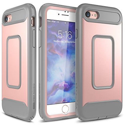 iPhone 7 Case, YOUMAKER Full-body Rugged Belt Clip Holster Case with Built-in Screen Protector for Apple iPhone 7 (2016) 4.7 inch - Rose Gold/Gray