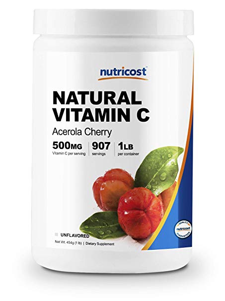 Nutricost Natural Vitamin C - Acerola Cherry Powder 1LB - Gluten Free & Non-GMO