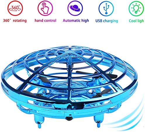 asuku Flying Ball Toy Drones,Hand Operated Drones for Kids or Adults - Scoot Flying Ball Drone，with 360°Rotating and Flashing LED Lights Mini Drone，for Boys and Girls, Kids Gifts (Blue)