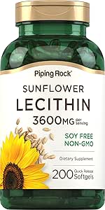 Piping Rock Sunflower Lecithin Softgel Capsules | 200 Count | Rich in Phosphatidylcholine | Soy Free, Non-GMO, Gluten Free