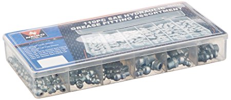 Neiko 50463A SAE Hydraulic Grease Fitting Kit, 110 Piece | Straight and Angled | 1/4", 1/8"