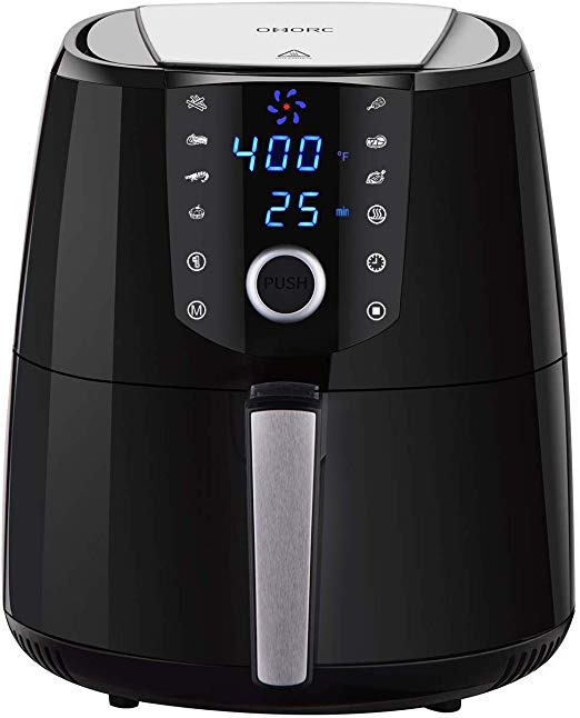 OMORC Air Fryer, 3.8QT Hot Air Fryer Oven Digital Oilless Air Fryer, w/Quick Knob & Touch Screen, 8-15 Presets, Keep Warm, Detachable Non-Stick Dishwasher Safe Basket,w/Recipes, 2-Year Warranty, 1400W