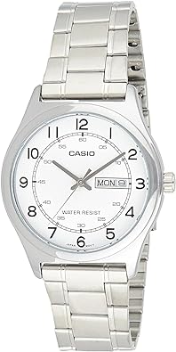 Casio MTP-V006D-7B2 Men's Stainless Steel Easy Reader White Dial Day Date Analog Dress Watch