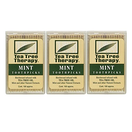 Tea Tree Therapy - Tea Tree & Menthol Toothpicks (100 count) (3-Pack)