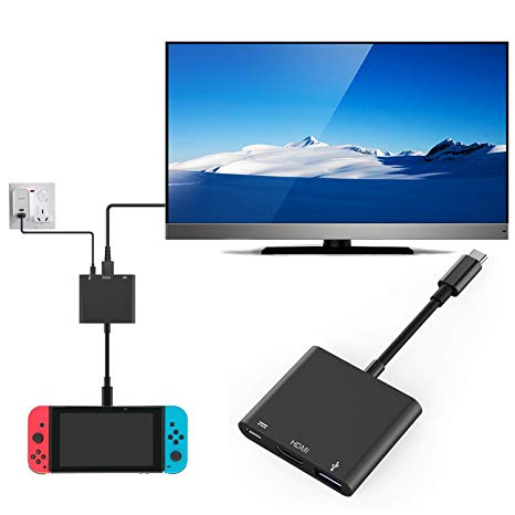 HDMI Adapter for Nintendo Switch, USB-C Charging Cable Switch Hdmi Adapter Support Samsung S8/S8 /MacBook Pro and Type C Hub Adapter for Nintendo Switch