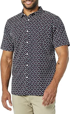 Amazon Essentials Mens Short-Sleeve Slim-fit Stretch Poplin Shirt