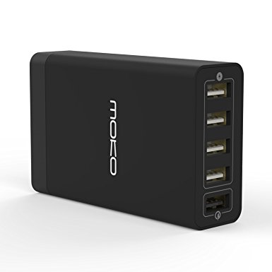 [Qualcomm Certified] MoKo Quick Charge 2.0 40W 5-Port USB Wall Fast Charger (Quick Charge 5V/2.4A 9V/2A 12V/1.5A, Smart Charger 5V/2.4A), for Samsung Galaxy S7, S7 Edge, S6, S6 Edge, BLACK