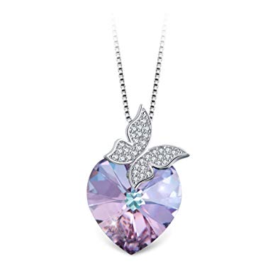 T400 Jewelers "Butterfly Love Pendant Necklace Made with Swarovski Crystal,18 2" Chain