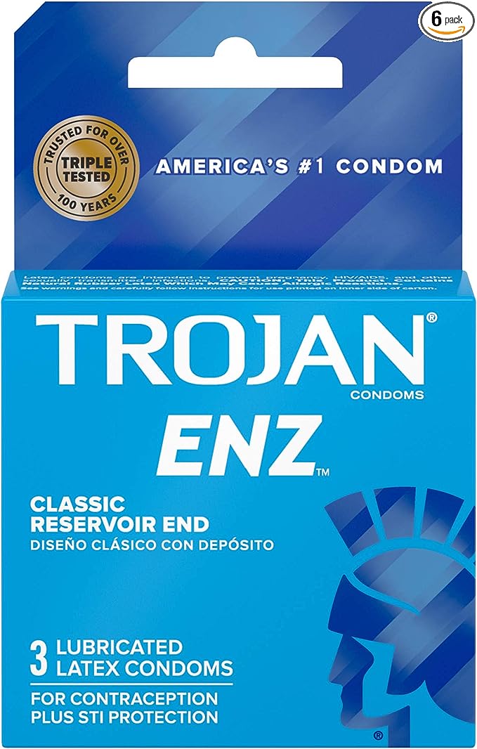 Trojan ENZ Lubricated Condoms, 3 Count (Pack of 6)