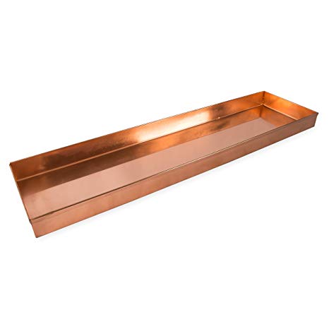 Achla Designs Long Copper Rectangular Windowsill Plant Tray, 20-in