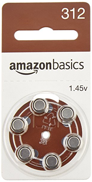 AmazonBasics Hearing Aid Batteries A312, 60 Pack