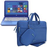 Evecase HP Stream 13 Laptop Dual Layer Soft Sleeve Bag Carrying Case Briefcase with Handle  Pouch Case and Mouse Pad - Blue