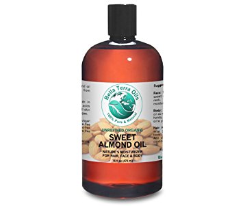 Sweet Almond Oil 16 oz 100% Pure Cold-pressed Unrefined Organic - Bella Terra Oils