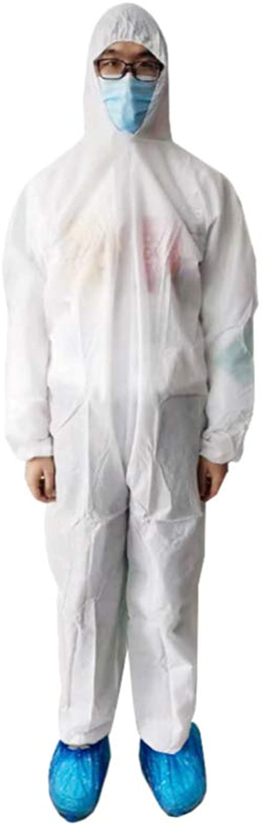 IMIKEYA 1PC Disposable Medical Isolation Clothing Security Protection Clothes Labour Suit One-Pieces Costume (White, Size L)