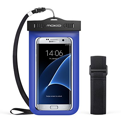 Universal Waterproof Case, MoKo Cellphone Dry Bag Pouch with Armband Neck Strap for iPhone 7 Plus, 6S Plus, 7, 6S, 6, 5S, Samsung S8 Plus, S8, S7 Edge, S6, S5, J7, Note 5 4, Huawei, MOTO, BLU, BLUE