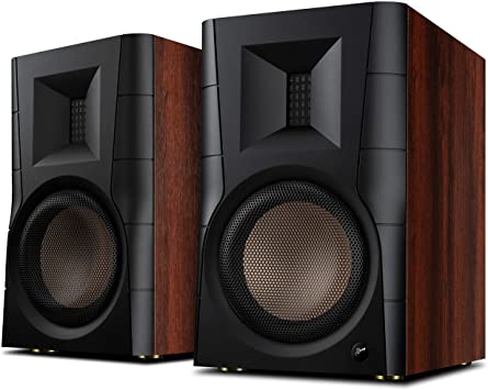 Swans D300 Powered Bookshelf Speaker- 2.0 Active Speaker for TV, Turntable and PC- Desktop and Stand Mode Switch- Isodynamic Ribbon Tweeter- Full Set Input Incl. Bluetooth 5.0 apt-X/Optical/XLR.