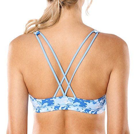 CRZ YOGA Women's Strappy Back Wirefree Padded Workout Yoga Sports Bra