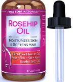 ORGANIC Rosehip Oil - HUGE 4 OUNCE - 100 Pure Certified Organic - BEST MOISTURIZER for Face and Skin - HEALS Dry Skin Fine Lines Stretch Marks Acne Scars Eczema Psoriasis Dermatitis Sun Damage and More - Cold Pressed unrefined Virgin Rose hip Seed Oil For Face and Skin - Guaranteed to Refresh Revitalize and Restore Your Skins Natural Glow SEE RESULTS OR YOUR MONEY-BACK