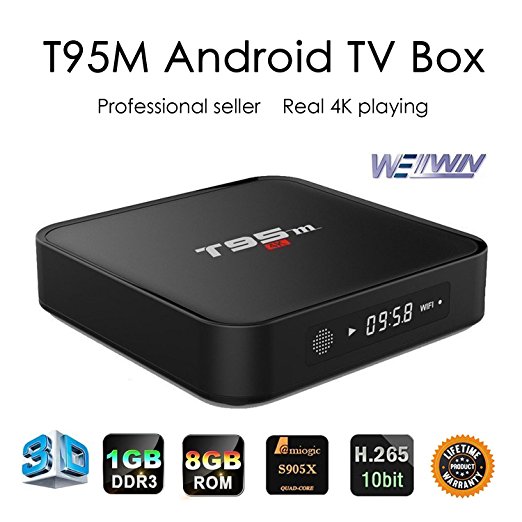 WELLWIN T95M Android 6.0 TV Box 4K Amlogic S905X Quad Core 1GB RAM 8GB Flash With LED 3D 4k Wholesale