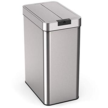 hOmeLabs 13 Gallon Touchless Trash Can - Stainless Steel Base, Infrared Motion Sensor, Hands-Free Lid - Ideal for Kitchens, Bathrooms and Offices