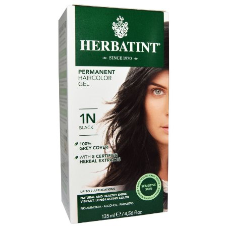 Herbatint Permanent Herbal Hair Color Gel Black 1N 2 pk
