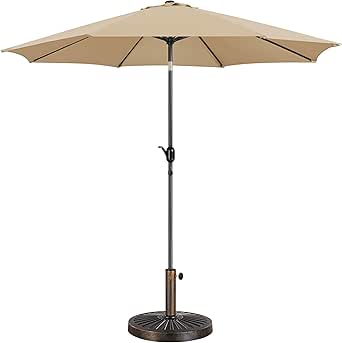 Yaheetech Parasol de Jardin 300cm/327cm avec Pied de Parasol 14 KG Parasol Inclinable Extérieur Cadre en Métal Protection Solaire pour Jardin Terrasse Patio Piscine Plage Balcon