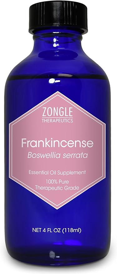 Pure Frankincense Essential Oil by Zongle – 100% Pure Natural Food Grade for Pain, Skin, Aromatherapy, Face, Oral Use – Boswellia Serrata 4 OZ