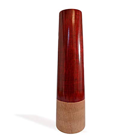 roro 14 in handmade brown stained mango wood vase - assorted (Cherry)