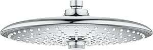 GROHE Douche de tête Vitalio Joy 260, 3 jets, raccords filetés 1/2", douche ronde 260mm, douche de tête pivotable, installation et nettoyage rapide, économie d'eau, chromé, 26462000 (Import Allemagne)