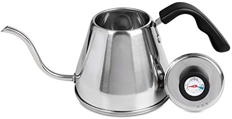 Pour Over Coffee Kettle - Home Brewing & Camping Drip Kettle With Built-In Thermometer - Make The Perfect Coffee With Vescoware Premium Rust Resistant Stainless Steel Coffee & Tea Pot - 1.27-Qt