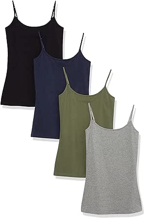 Amazon Essentials Women's Camisole, 4-Pack Dark Multi, Medium