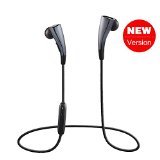 Senbowe8482 Intelligent Magnetic Clasp APTX TechWireless Sweatproof Sport Bluetooth HeadphonesHeadsetEarbuds with Noise Cancellation for SamsungiPhone and other Bluetooth-enables Devices