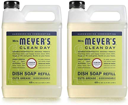 Mrs. Meyer’s Clean Day Liquid Dish Soap Refill, Lemon Verbena, 48 Ounce - 2 PK
