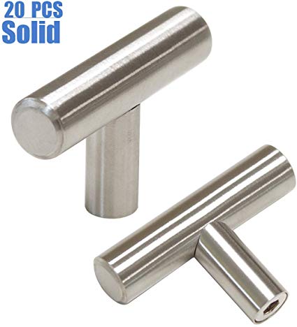 Knobonly 20pc SOLID Stainless Steel, Bar Handle Pull, Fine-Brushed Satin Nickel Finish | Kitchen Cabinet Hardware/Dresser Drawer Handles