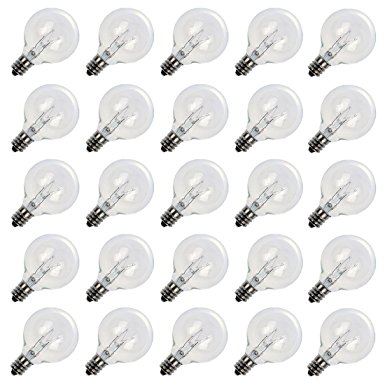 Divine LEDs Clear Globe G40 Screw Base Light Bulbs, 1.5-Inch, Pack of 25