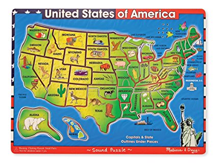 Melissa & Doug Deluxe Wooden USA Map Sound Puzzle